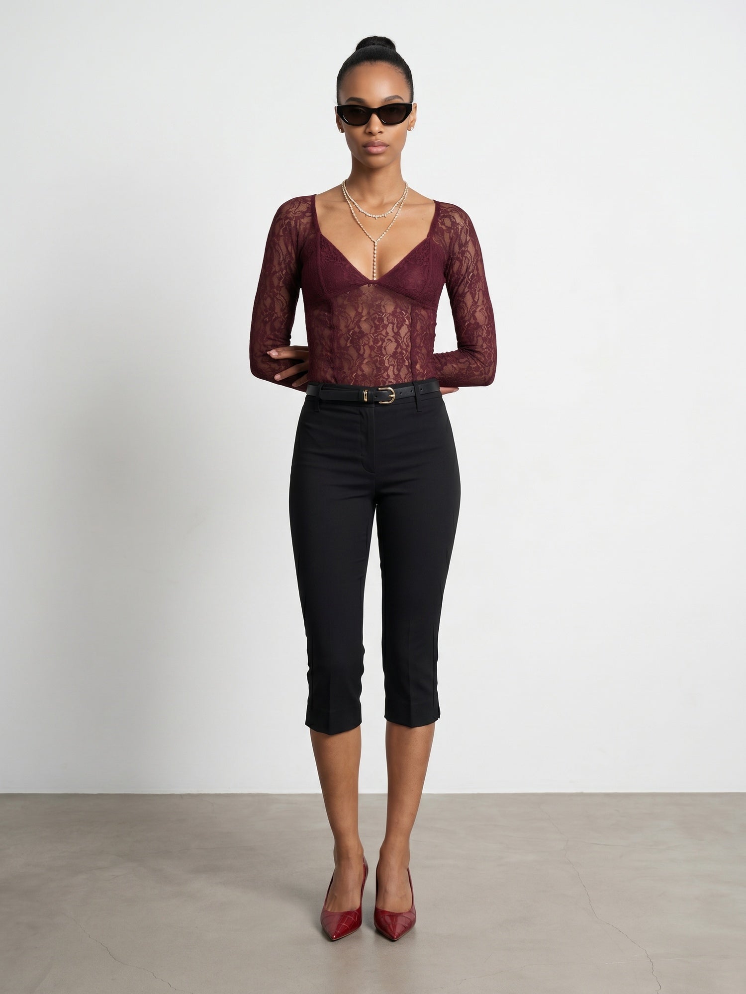 Striped Lace Long-Sleeve Top | VUS NYC