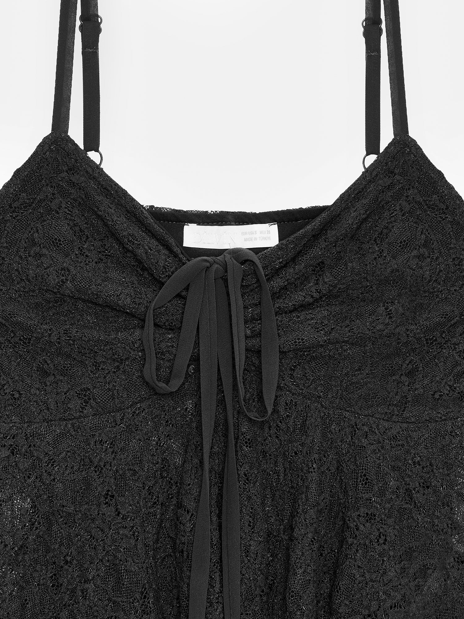 Strappy Lace Cami Top — Black