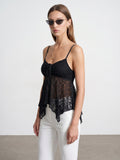 Strappy Lace Cami Top — Black