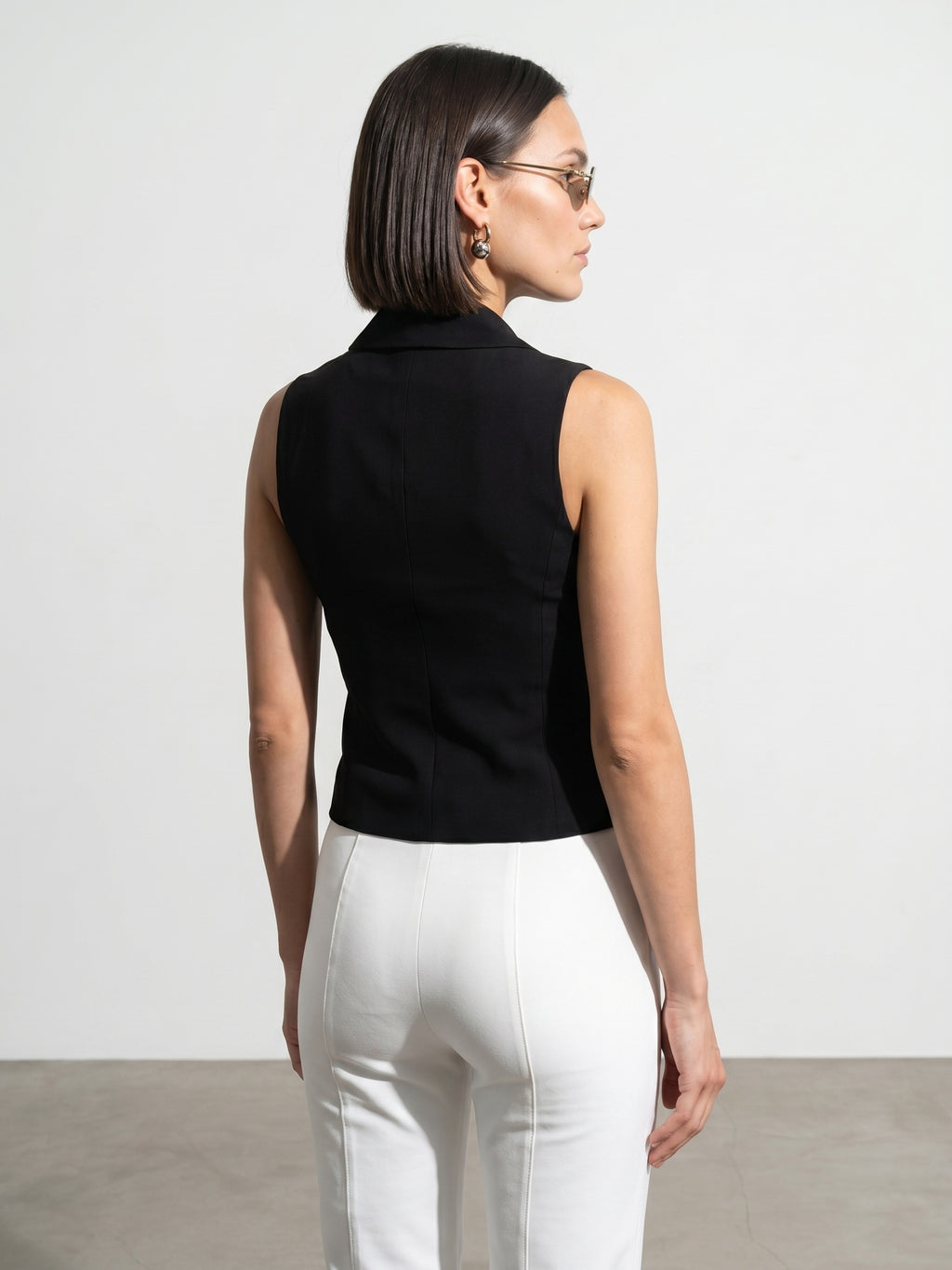 Double-Breasted Tailored Vest — Black