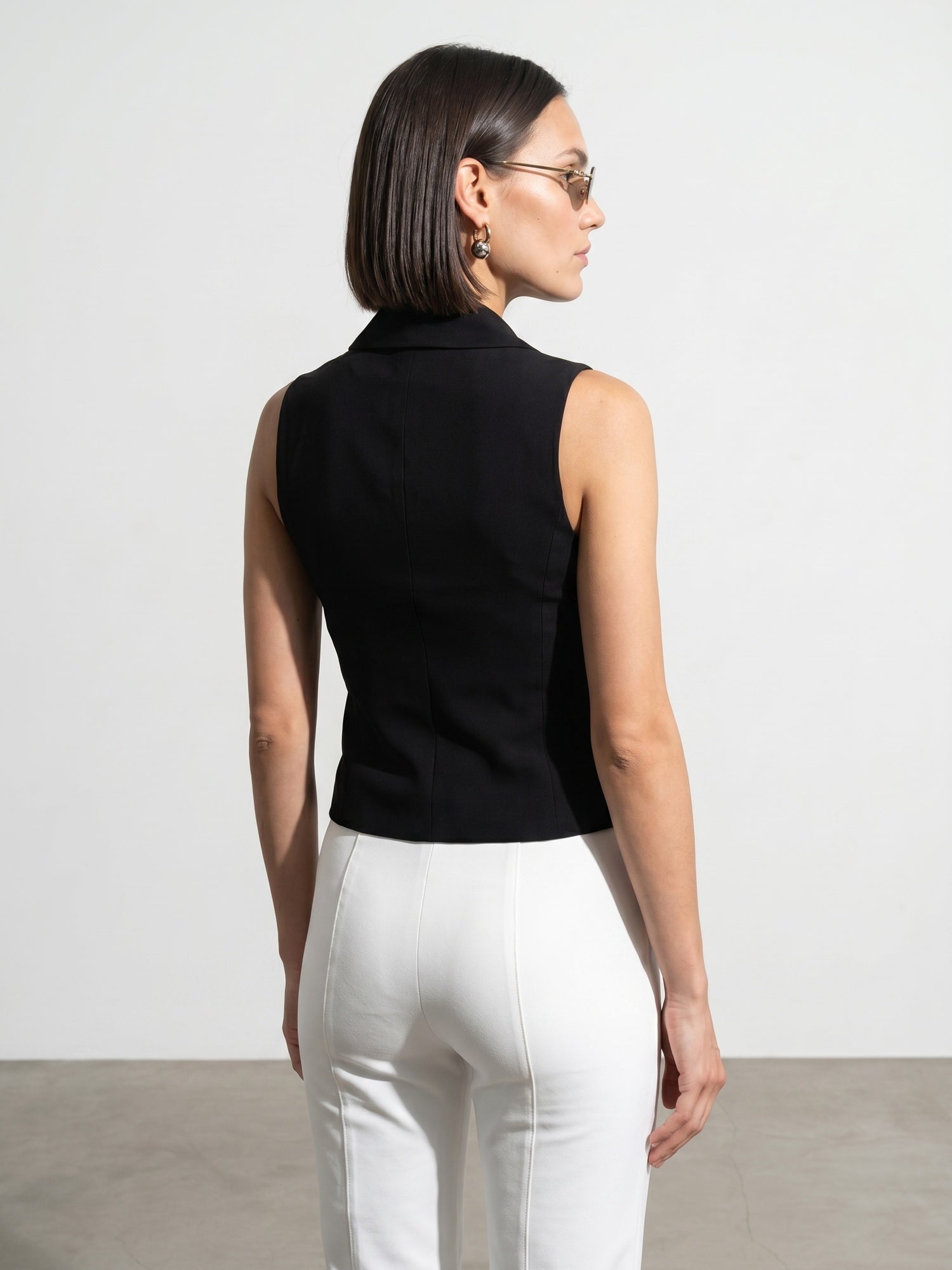 Double-Breasted Tailored Vest — Black