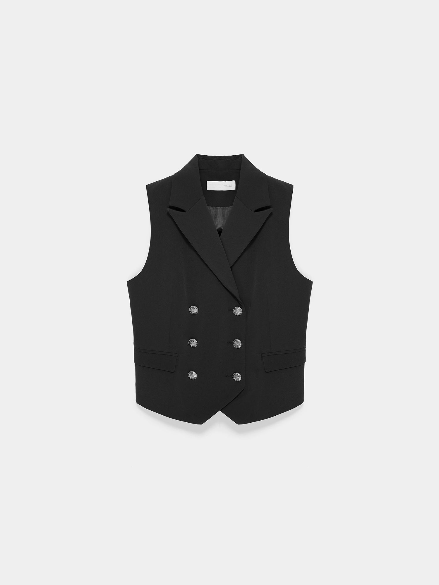 Double-Breasted Tailored Vest — Black