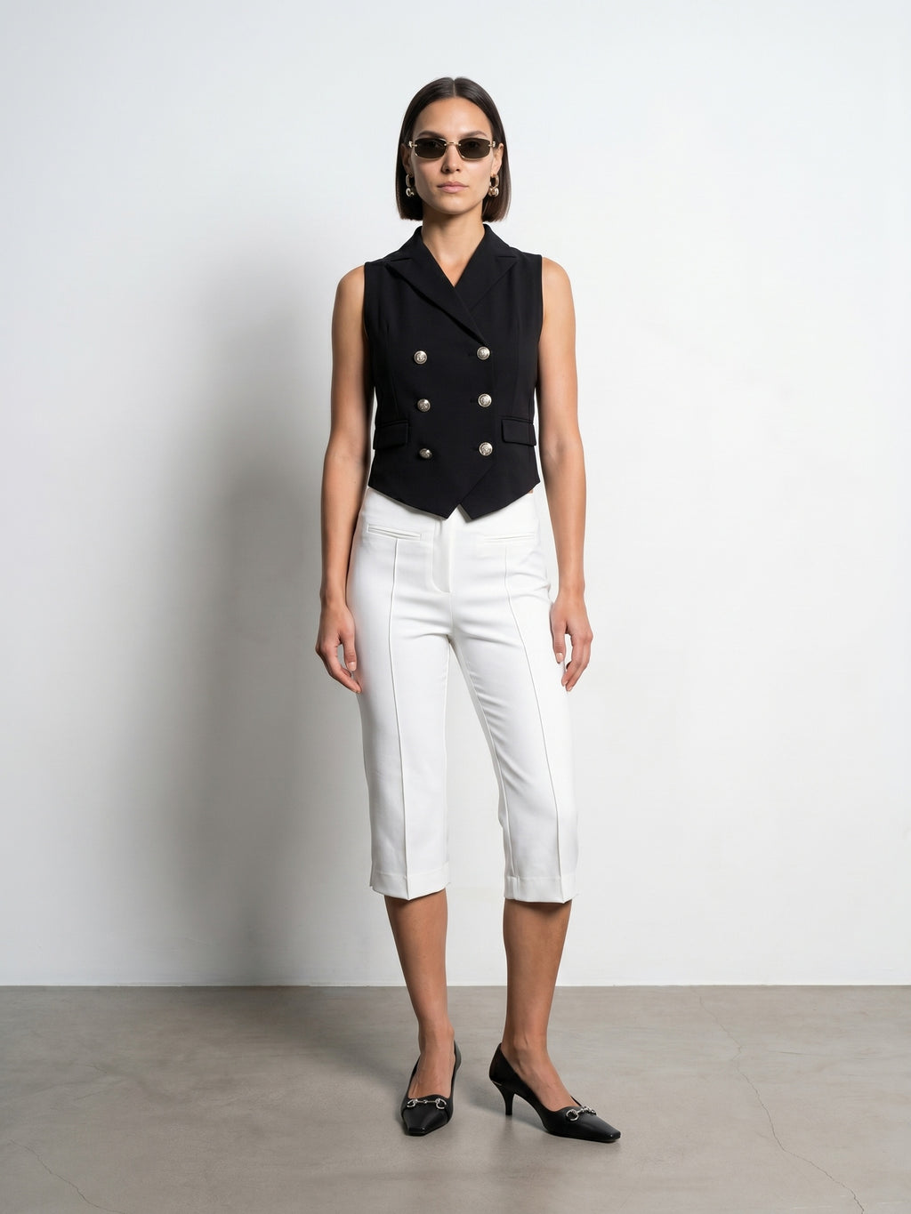Double-Breasted Tailored Vest — Black