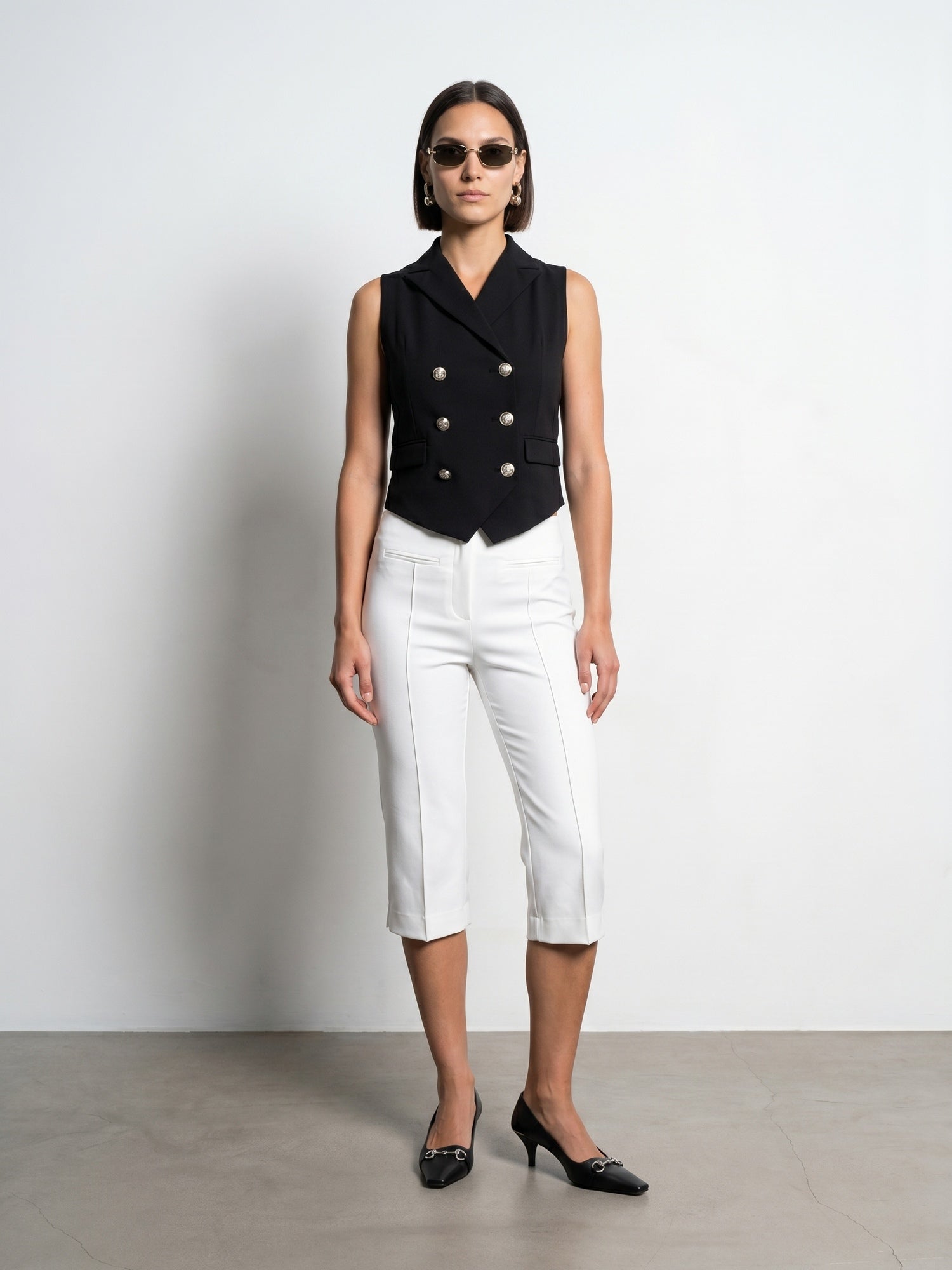 Double-Breasted Tailored Vest — Black