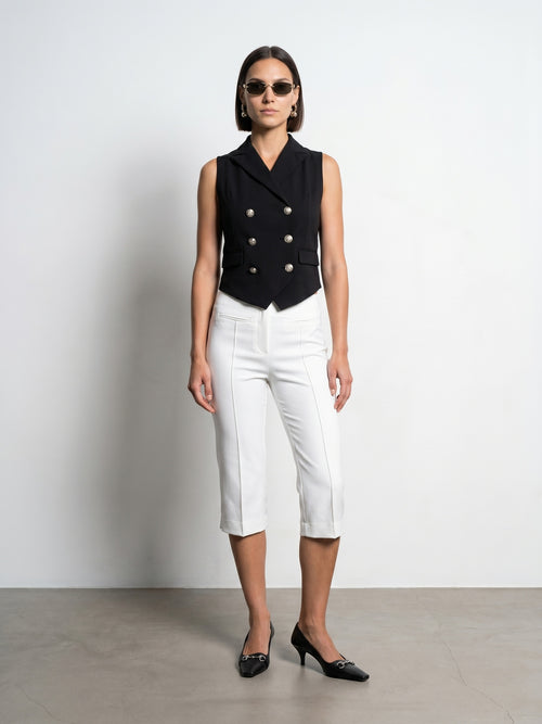 Double-Breasted Tailored Vest — Black