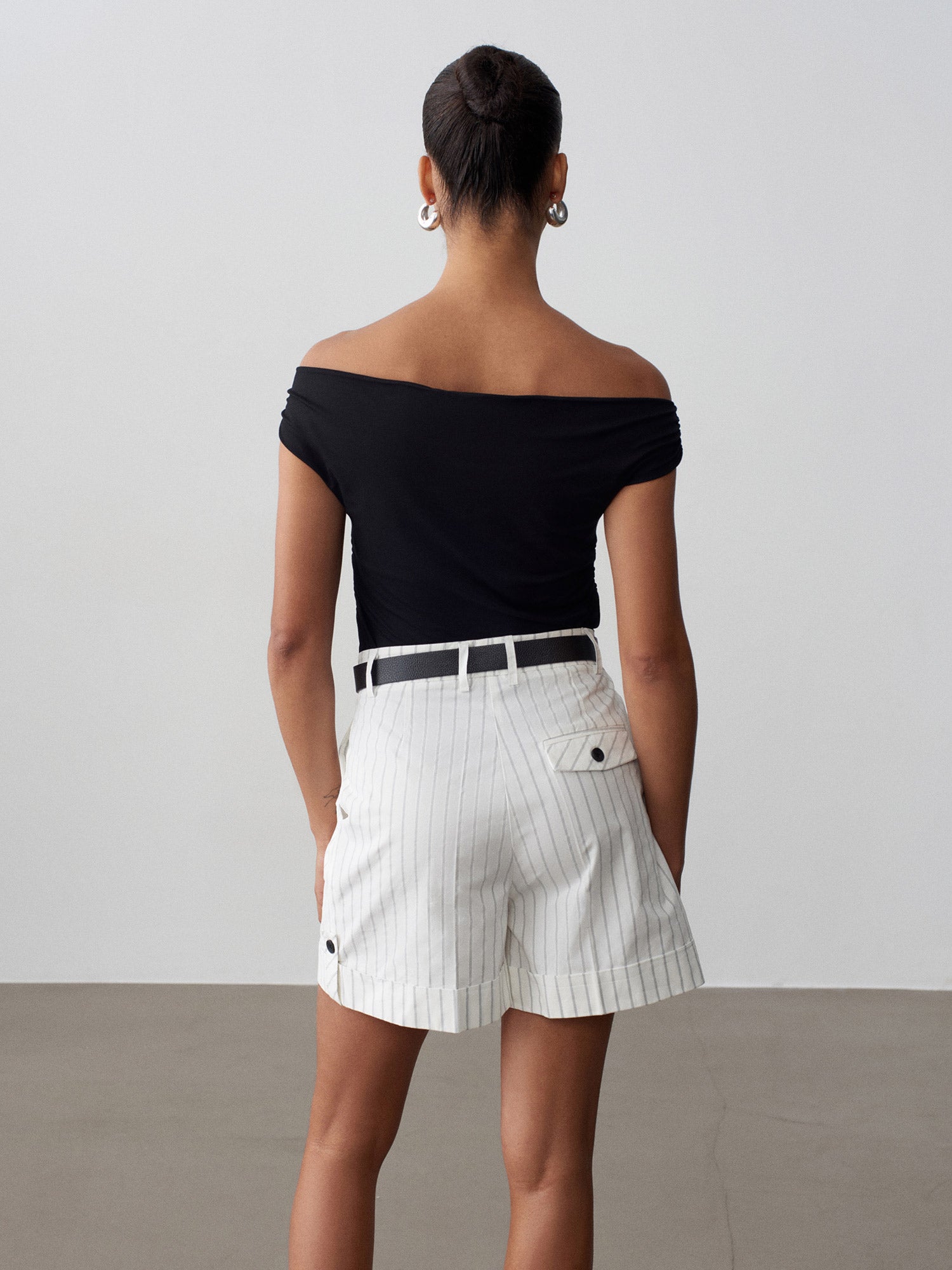 Belted Tailored Shorts — White