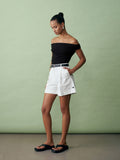 Belted Tailored Shorts — White
