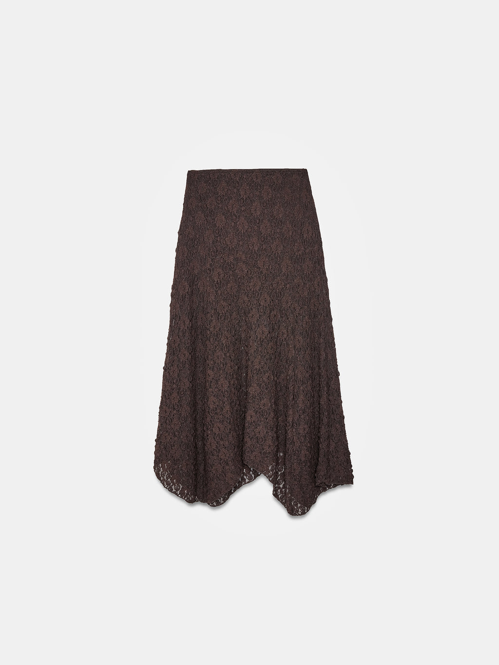 Allover Lace Midi Skirt — Espresso