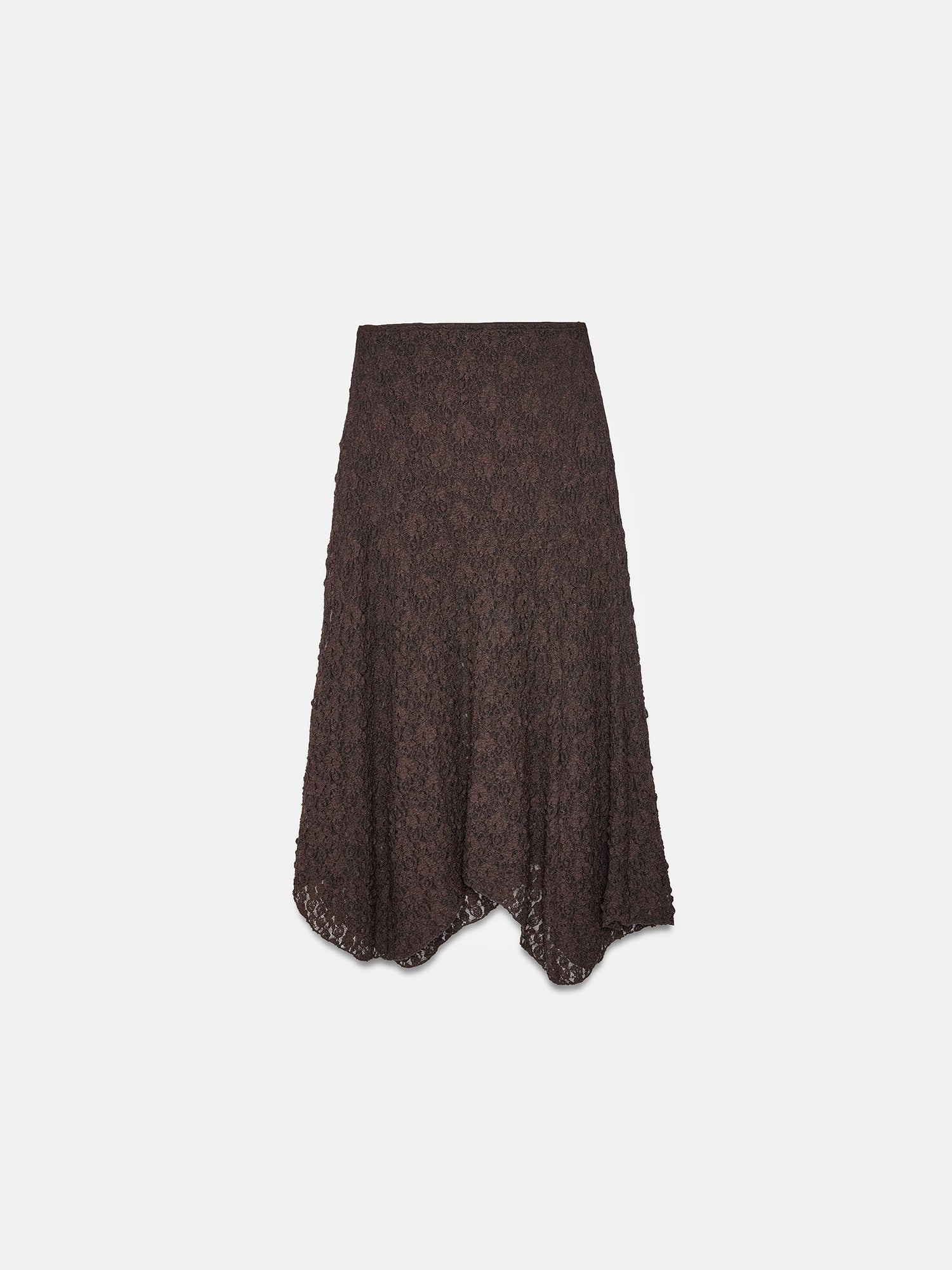 Allover Lace Midi Skirt — Espresso