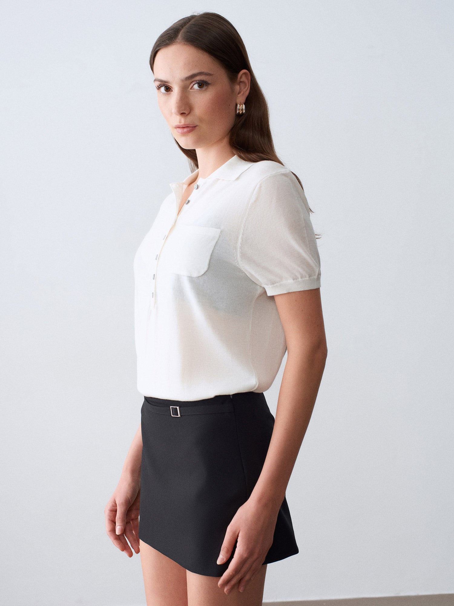 Buckle-Detail Mini Skort — Black
