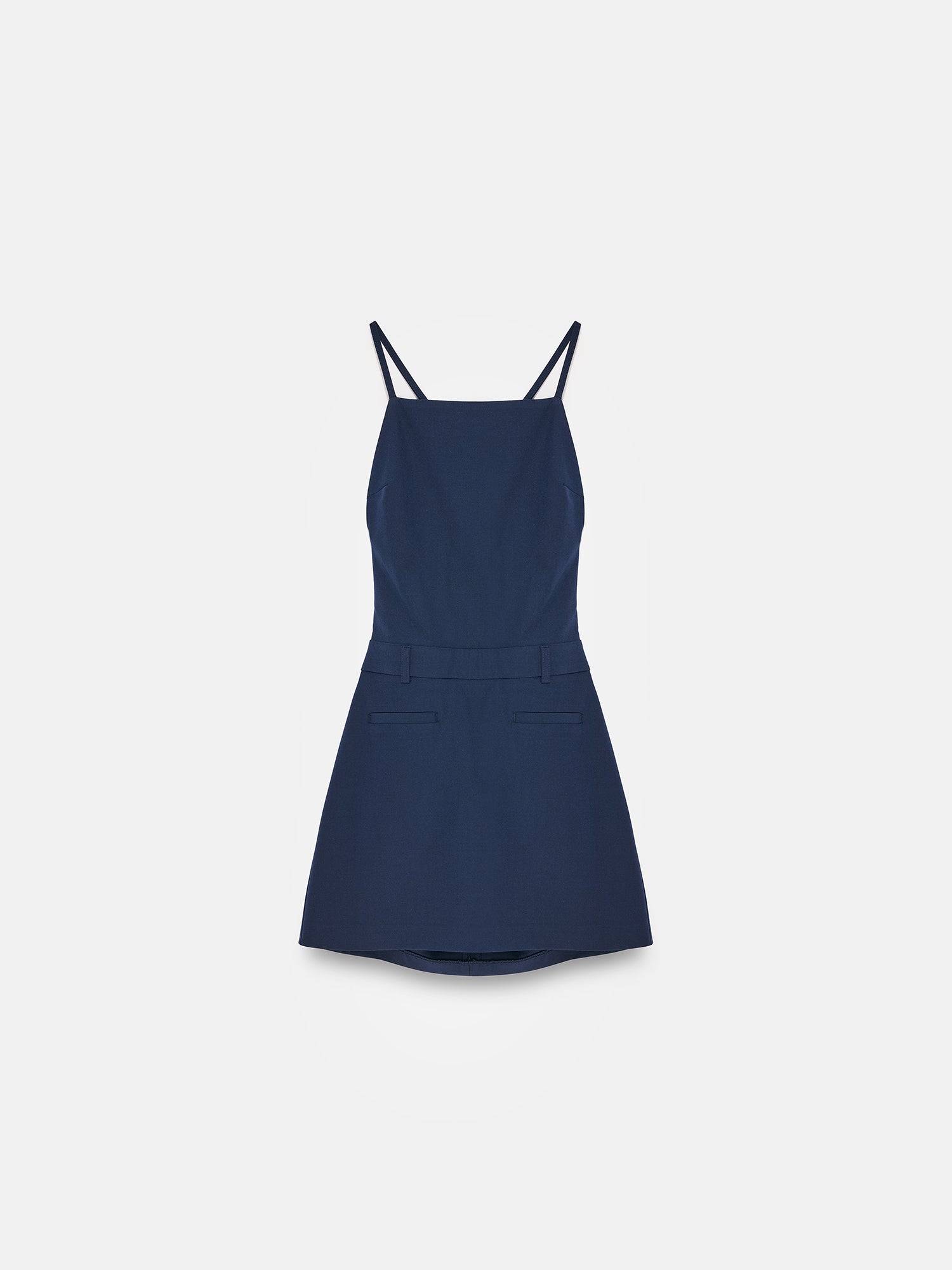 Open-Back Tailored Mini Dress — Navy