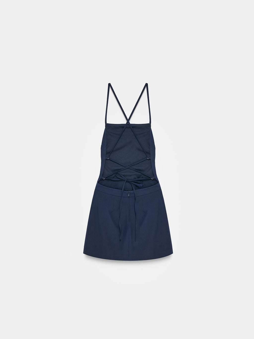 Open-Back Tailored Mini Dress — Navy