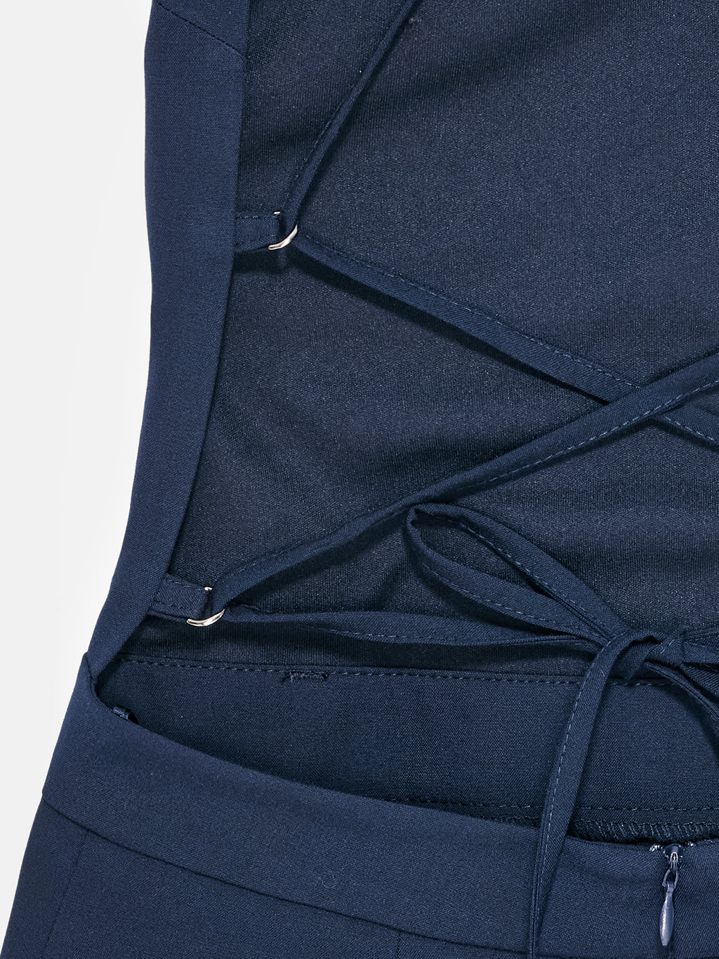 Open-Back Tailored Mini Dress — Navy