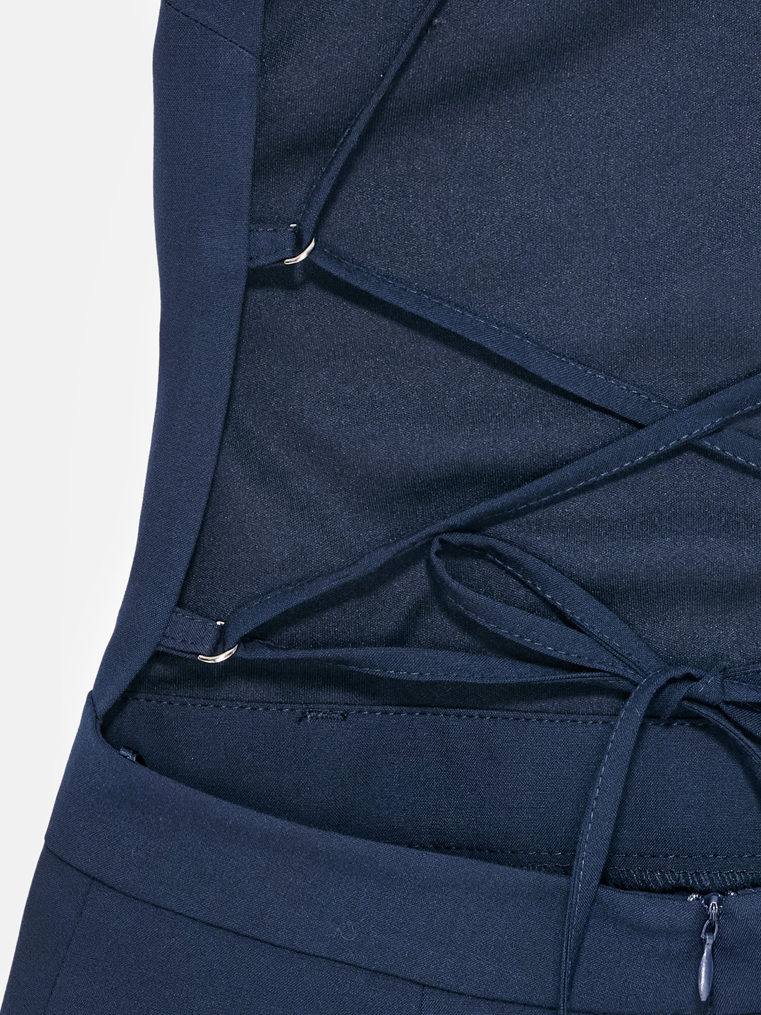 Open-Back Tailored Mini Dress — Navy