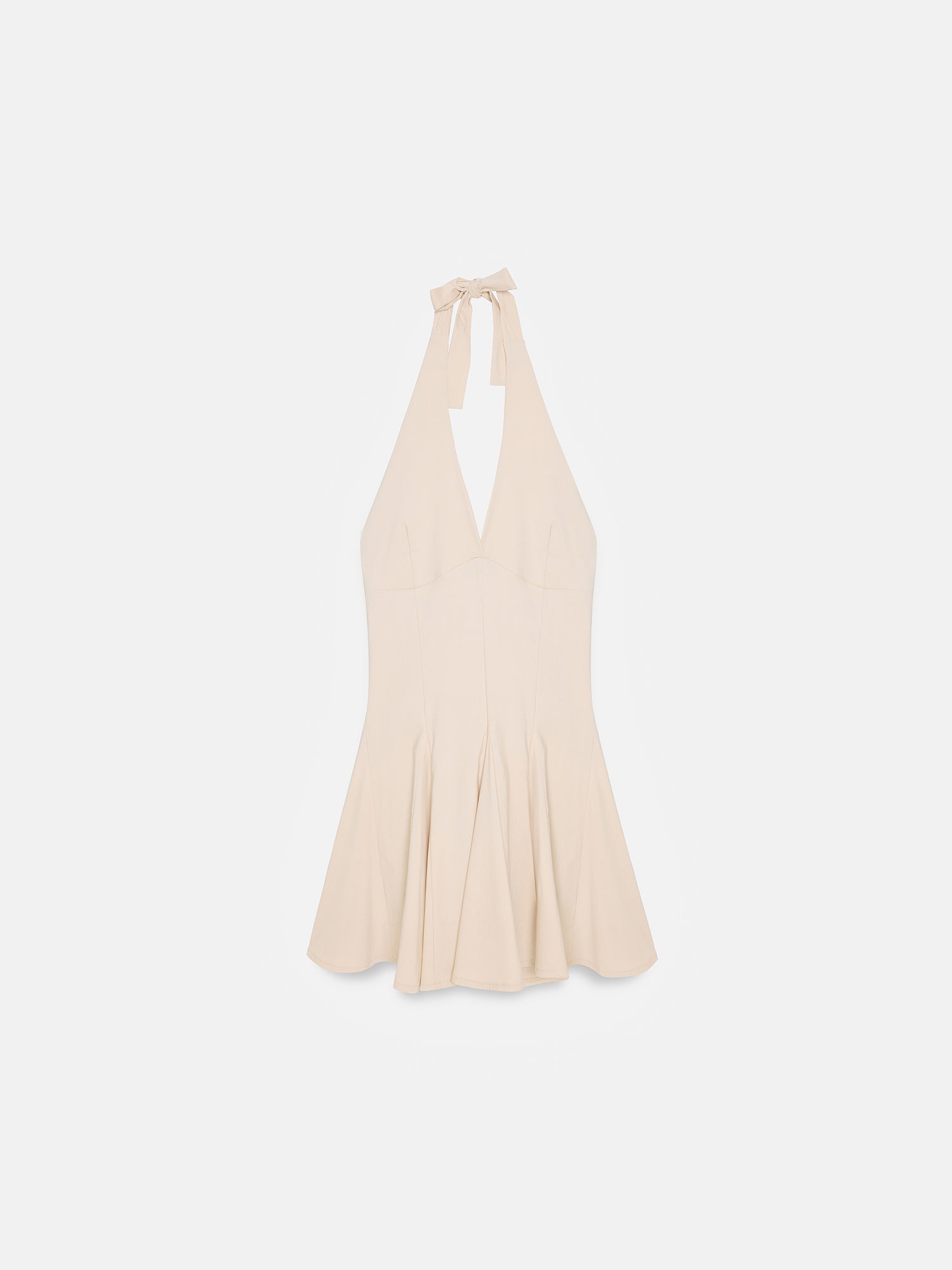 Fitted Halter Mini Dress — Stone