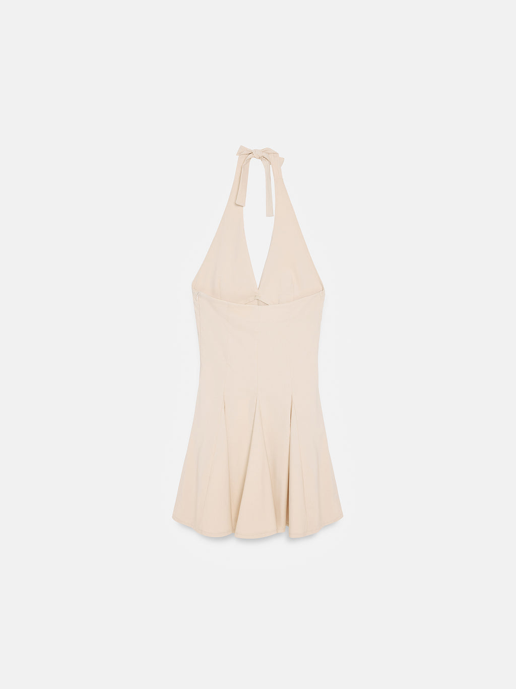 Fitted Halter Mini Dress — Stone