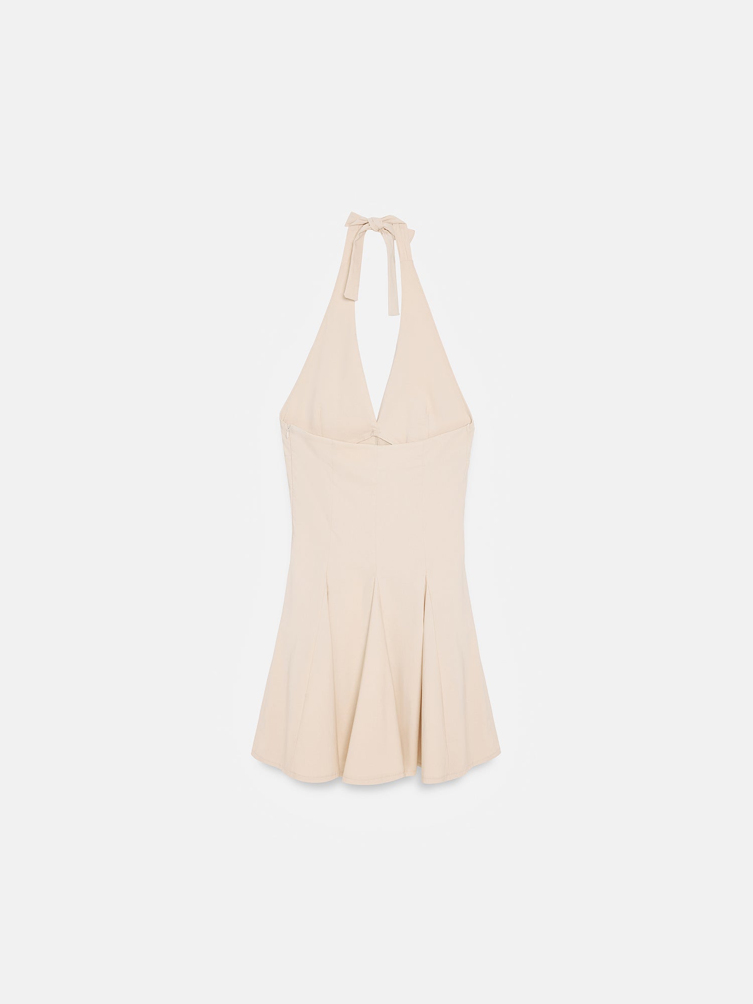 Fitted Halter Mini Dress — Stone
